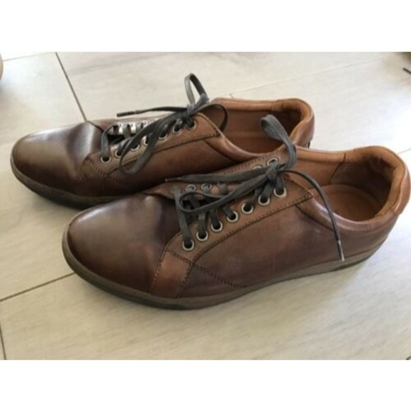 JOHNSTON & MURPHY FENTON LACE-UP leather sneakers men brown 9.5 M rts$139 Oxford - Picture 2 of 8